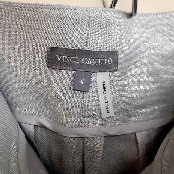 VINCE CAMUTO Oasis Metalllic Linen Mini Shorts in Grey Silver Vapor - Picture 9 of 9
